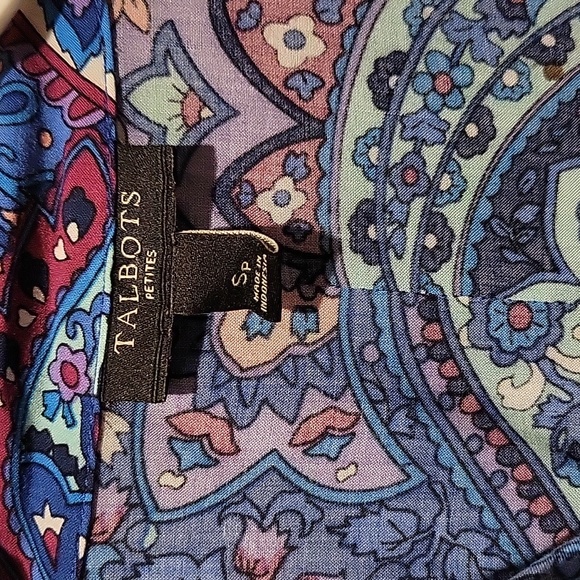 ❤️ TALBOTS PAISLEY BUTTON DOWN SHIRT / TOP, SP (SMALL PETITE) - Picture 2 of 6